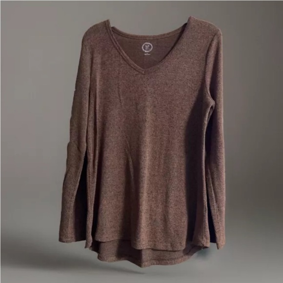 Maurices 24/7 Top Women's Size L Brown Long Sleeve Stretch Rayon Blend - Picture 1 of 8